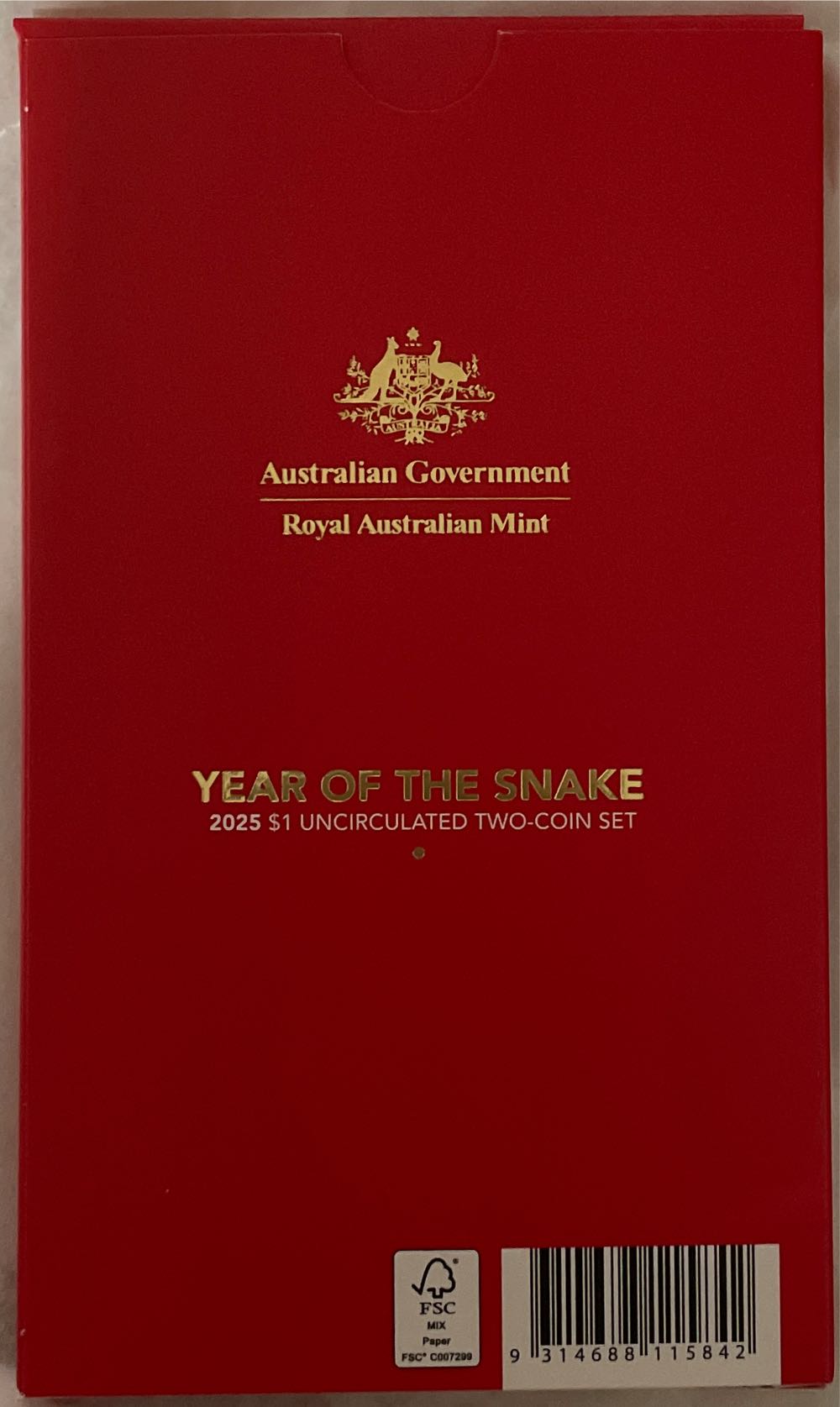 The Snake $1 Lunar Year Of The 2 Uncirculated  coin collectible [Barcode 9314688115842] - Main Image 2