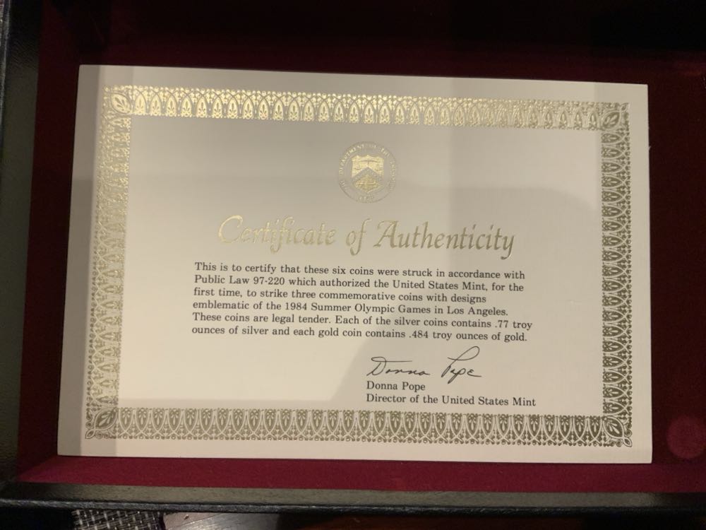 1984 Olympic Coin Set (6) Coins, 2 Gold, 4 Silver  coin collectible - Main Image 2