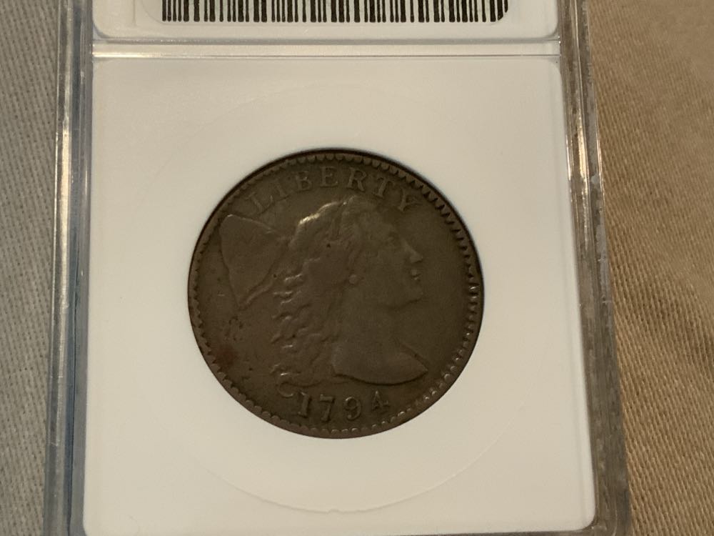 1794 Flowing Hair Liberty Cap Cent Head Of 1795 ANACS VF20  coin collectible - Main Image 3