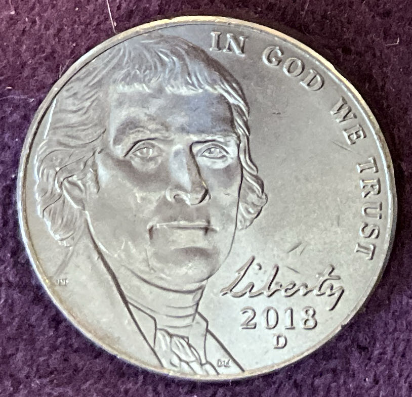 Nickel Jefferson 2018 D 3  coin collectible - Main Image 3