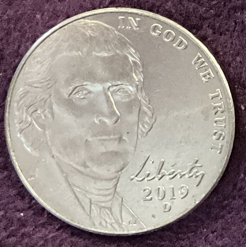 Nickel Jefferson 2019 D 3  coin collectible - Main Image 3