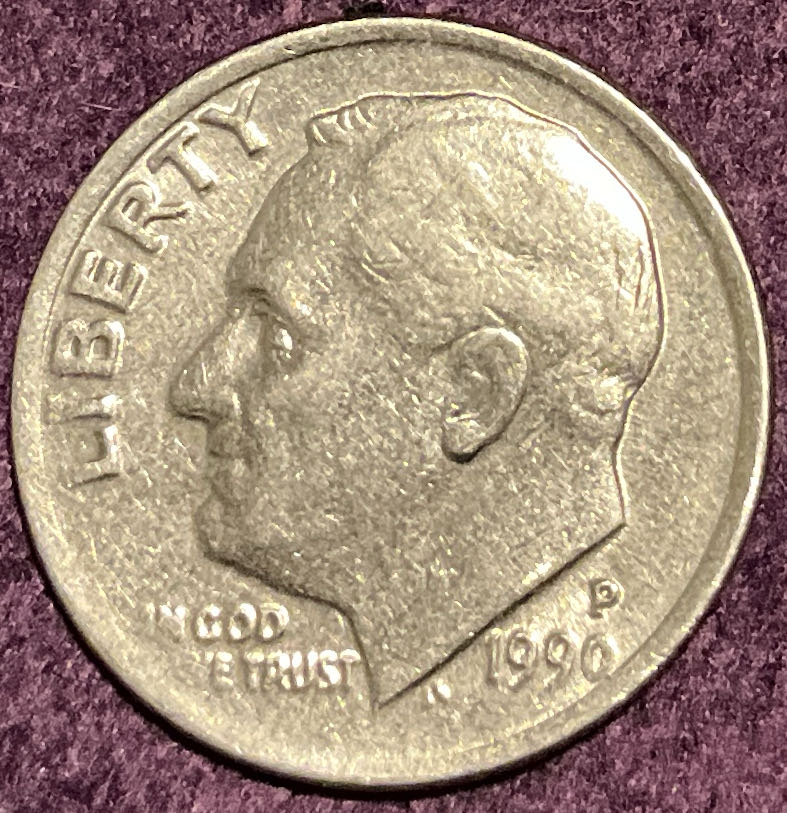 Dime 1990 P Roosevelt  coin collectible - Main Image 3