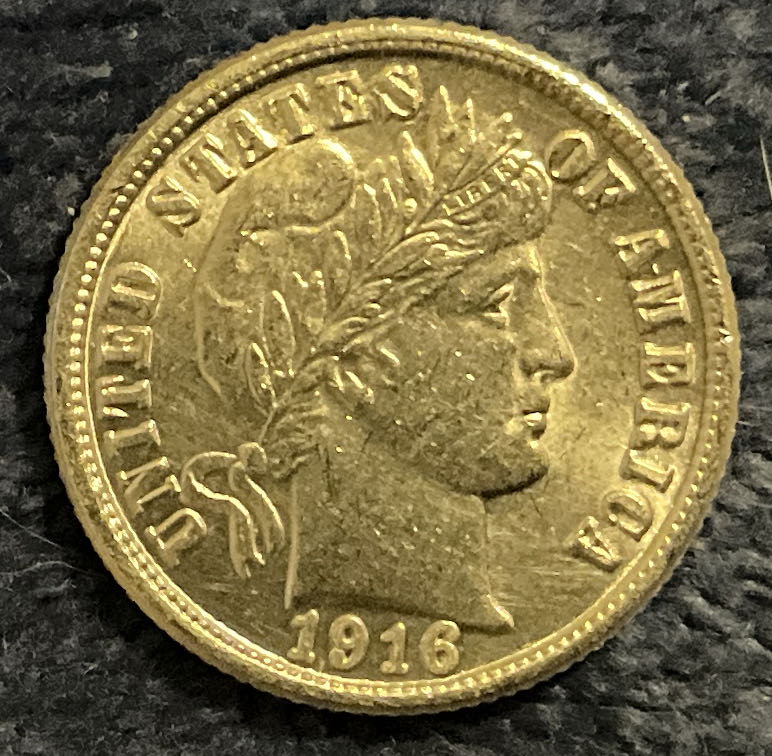 Dime 1916 Barber  coin collectible - Main Image 3
