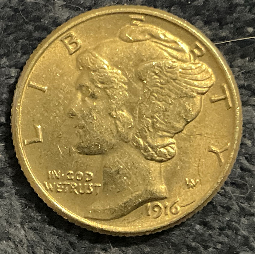 Dime 1916 D Mercury  coin collectible - Main Image 3