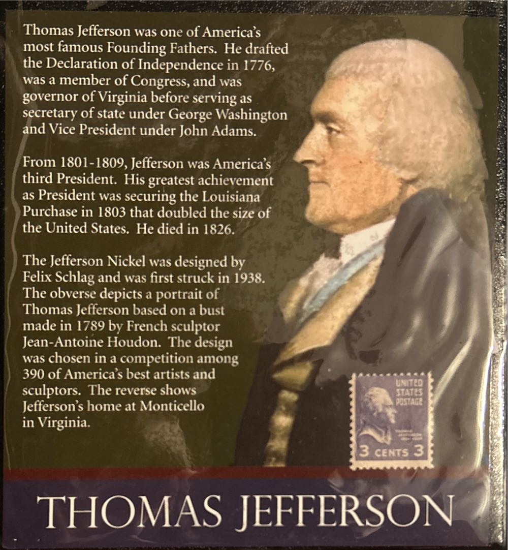 Thomas Jefferson First Commemorative Mint  coin collectible - Main Image 2