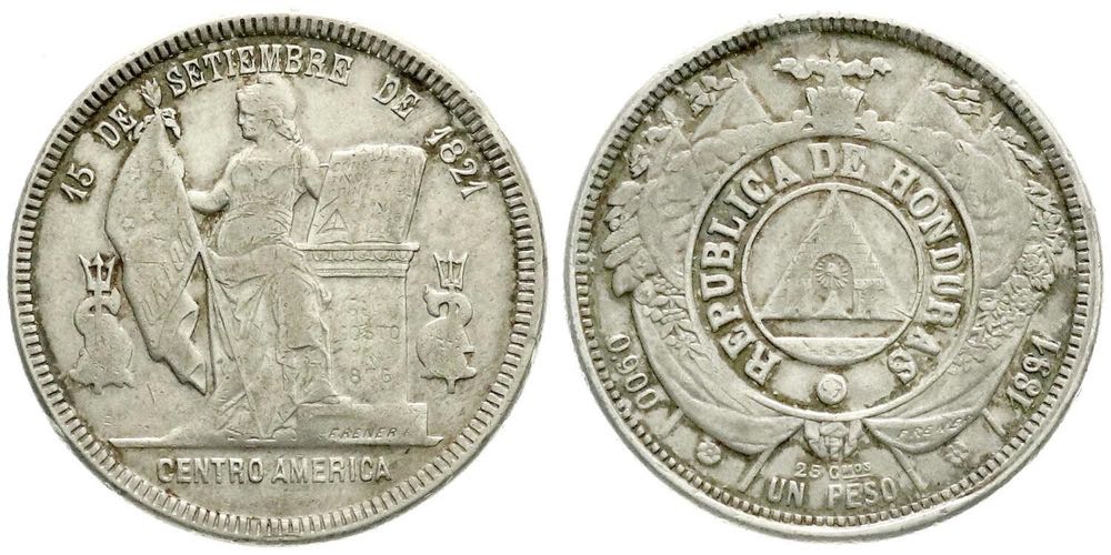 Honduras peso 1892/0  coin collectible - Main Image 3