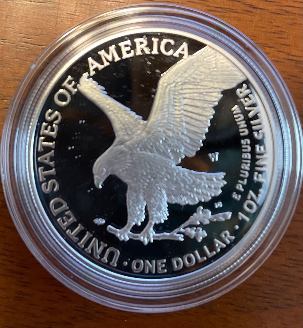 2025 W US Mint American Eagle One Ounce Silver Proof  coin collectible [Barcode 704786670159] - Main Image 3