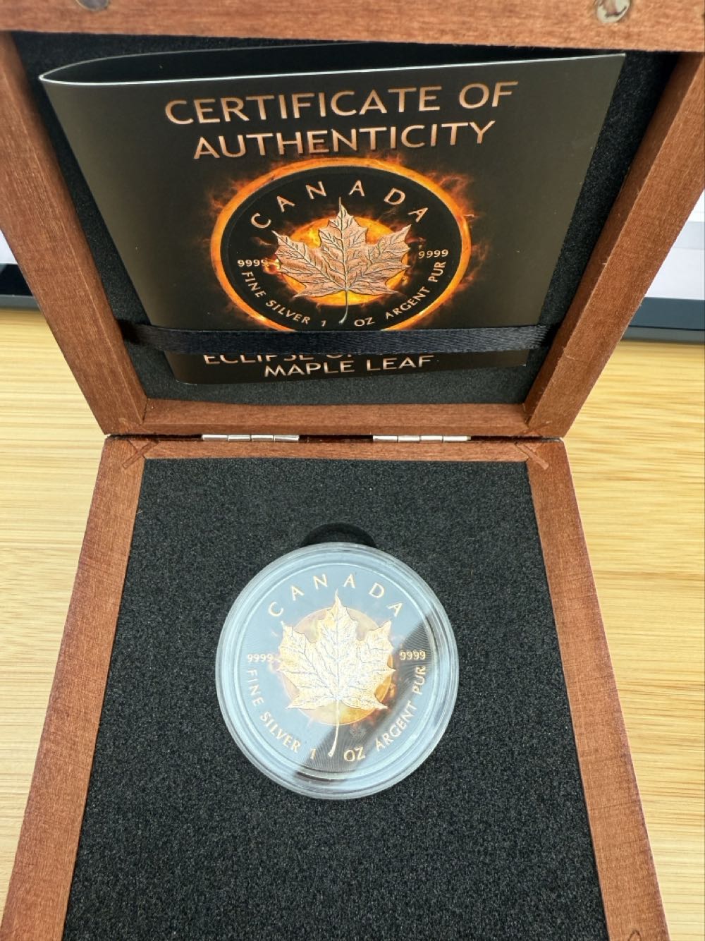 Canada Silver Maple Leaf Eclipse Of The Sun 2016  coin collectible - Main Image 2