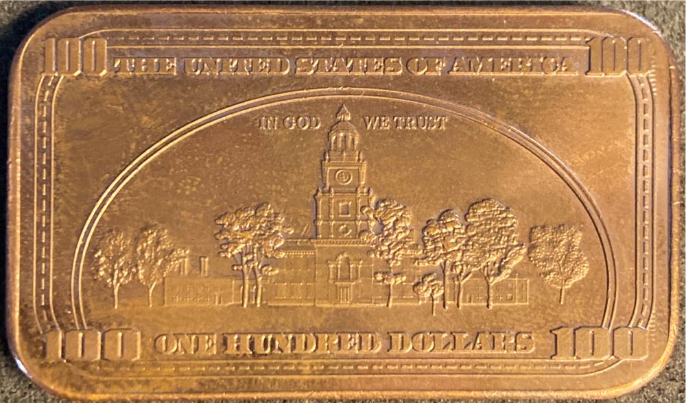 $100 Bill Copper Round   coin collectible - Main Image 2