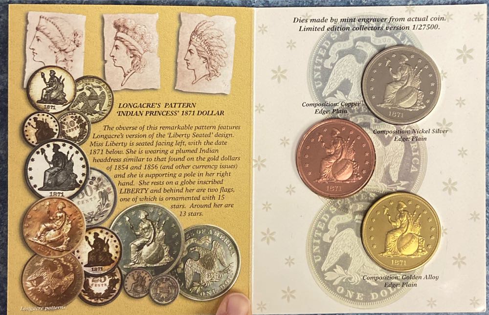 1871 Indian Princess Dollar Book  coin collectible - Main Image 2