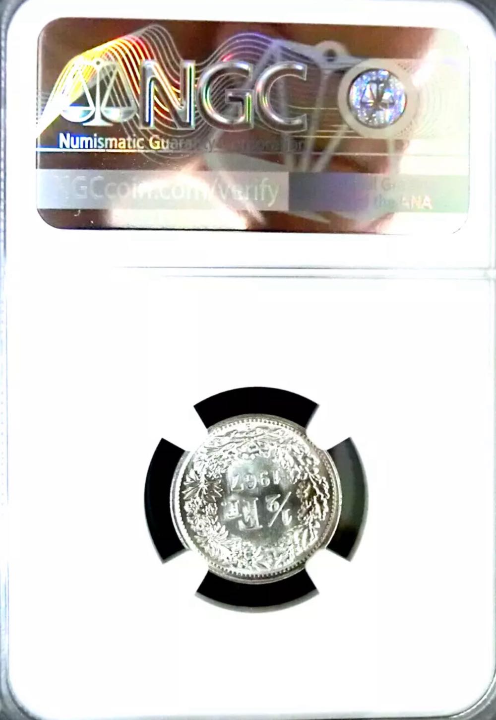 Helvetia | 1967B ½CHF NGC  coin collectible - Main Image 4
