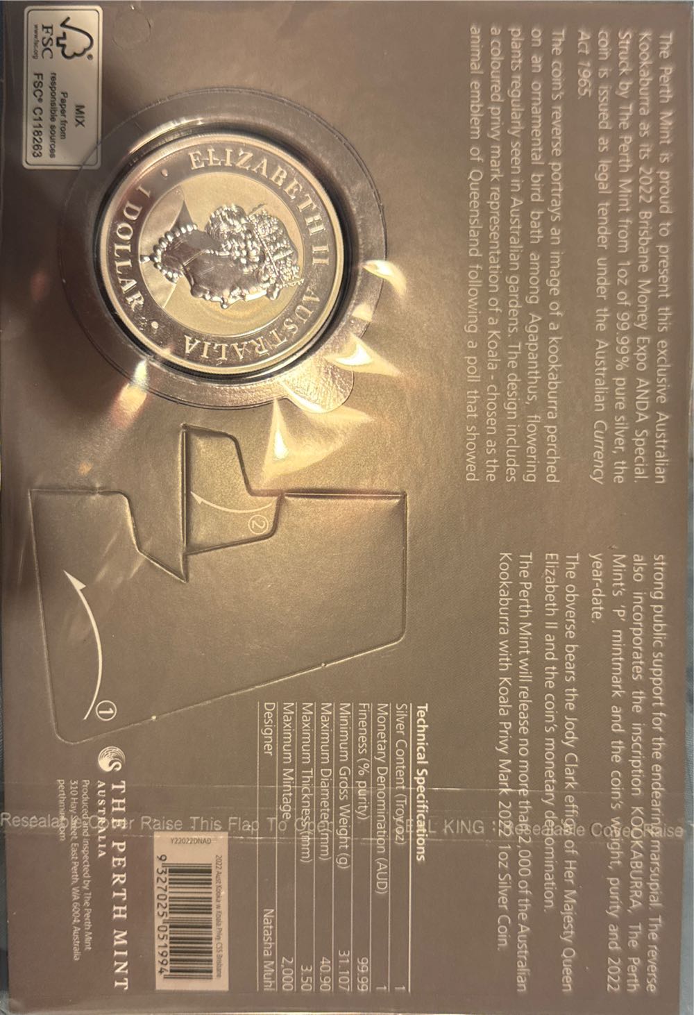 2022 1oz Kookaburra With Koala Privy  coin collectible - Main Image 4