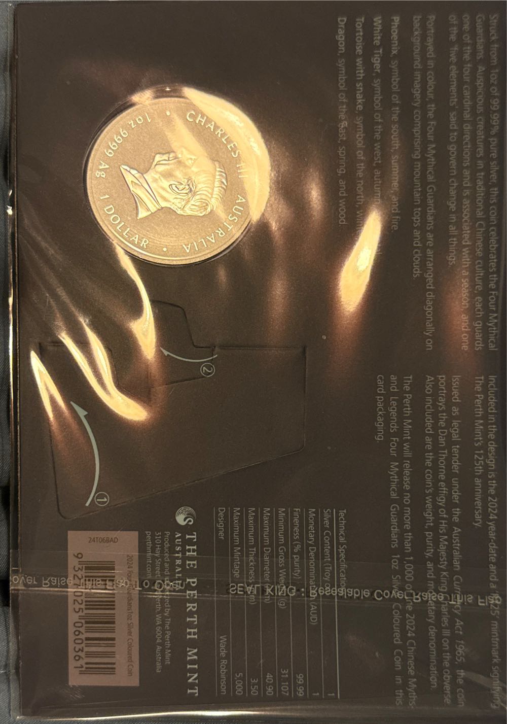 2024 Myths and Legends -  Four Guardians Blue Colour  coin collectible - Main Image 3