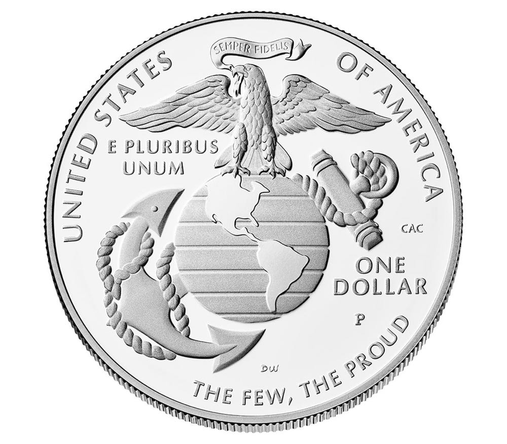 U.S. Marine Corps 250th Anniversary 2025 Proof Silver Dollar - P  coin collectible - Main Image 2