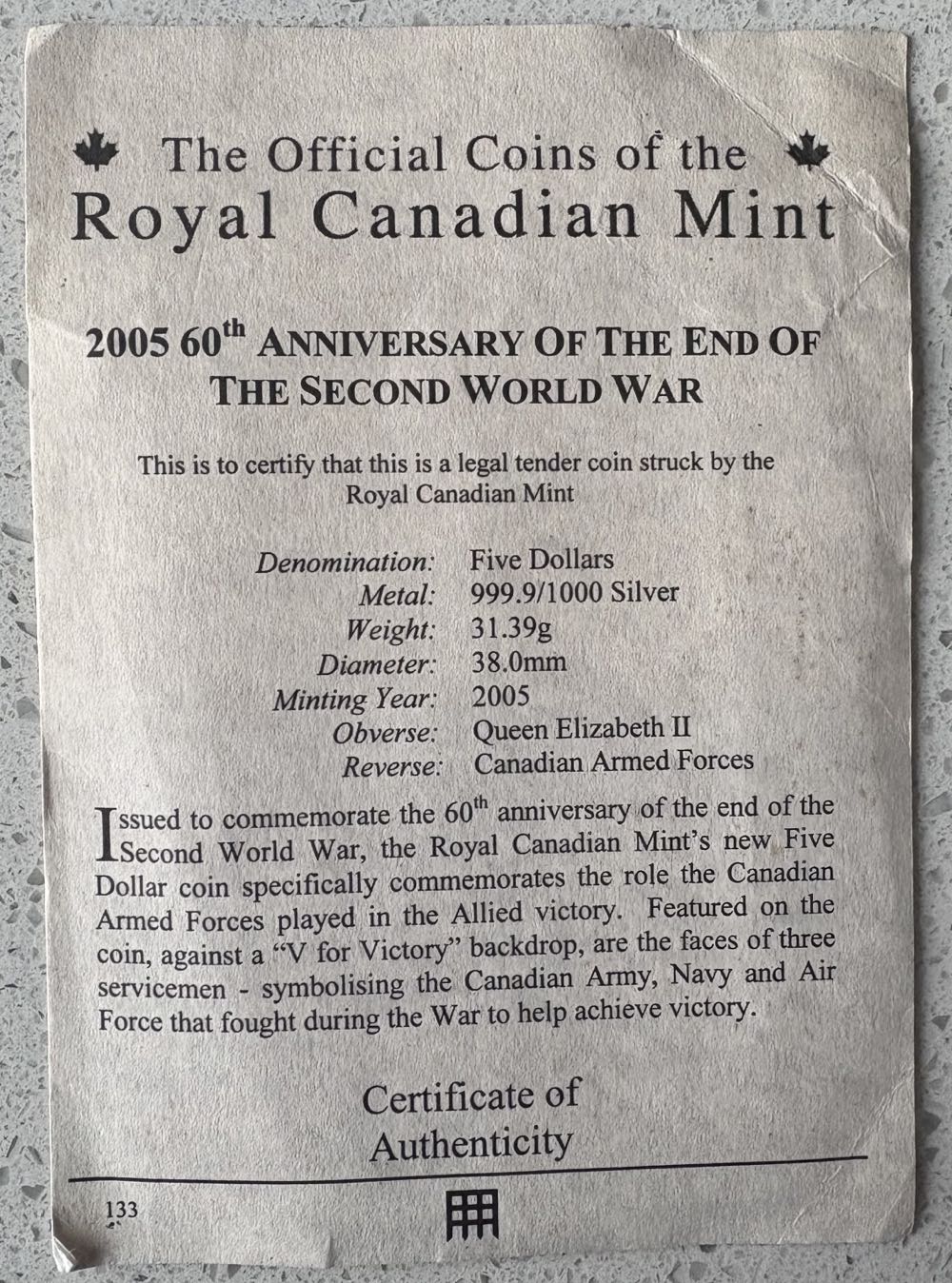 2005 60th Anniversary Of Second World War  coin collectible - Main Image 3