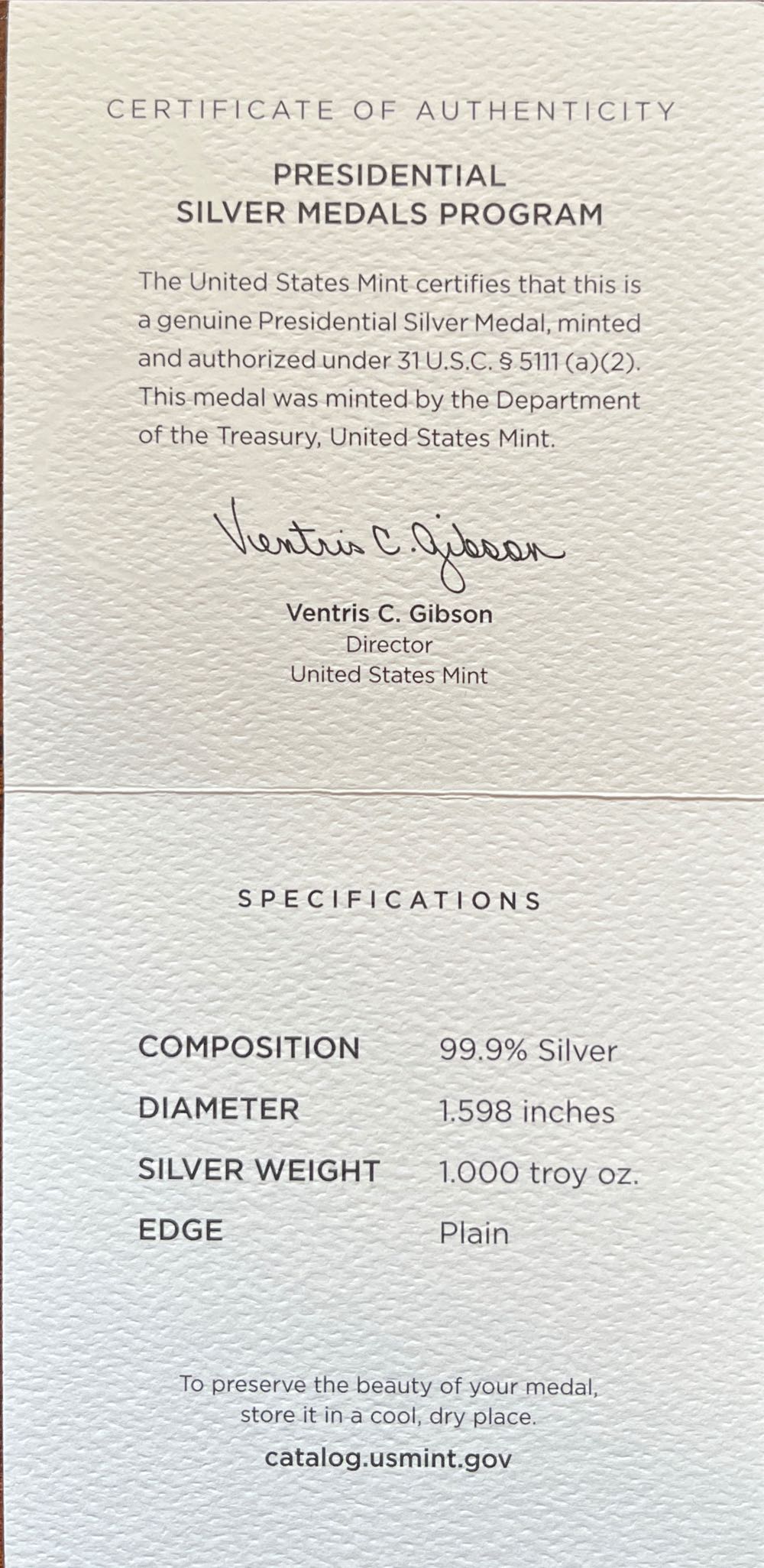 Presidential Silver Medal Arthur  coin collectible [Barcode 704786560863] - Main Image 4