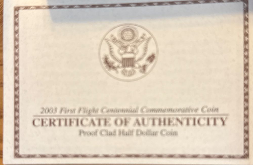 2003 First Flight Centennial commemorative coin proof clad half dollar coin  coin collectible [Barcode 704785042650] - Main Image 2