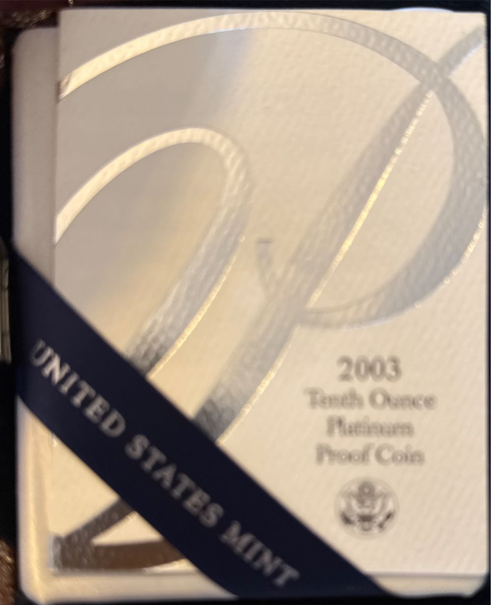 2003 1/10 ounce proof platinum bouillon coin  coin collectible [Barcode 704785032101] - Main Image 2