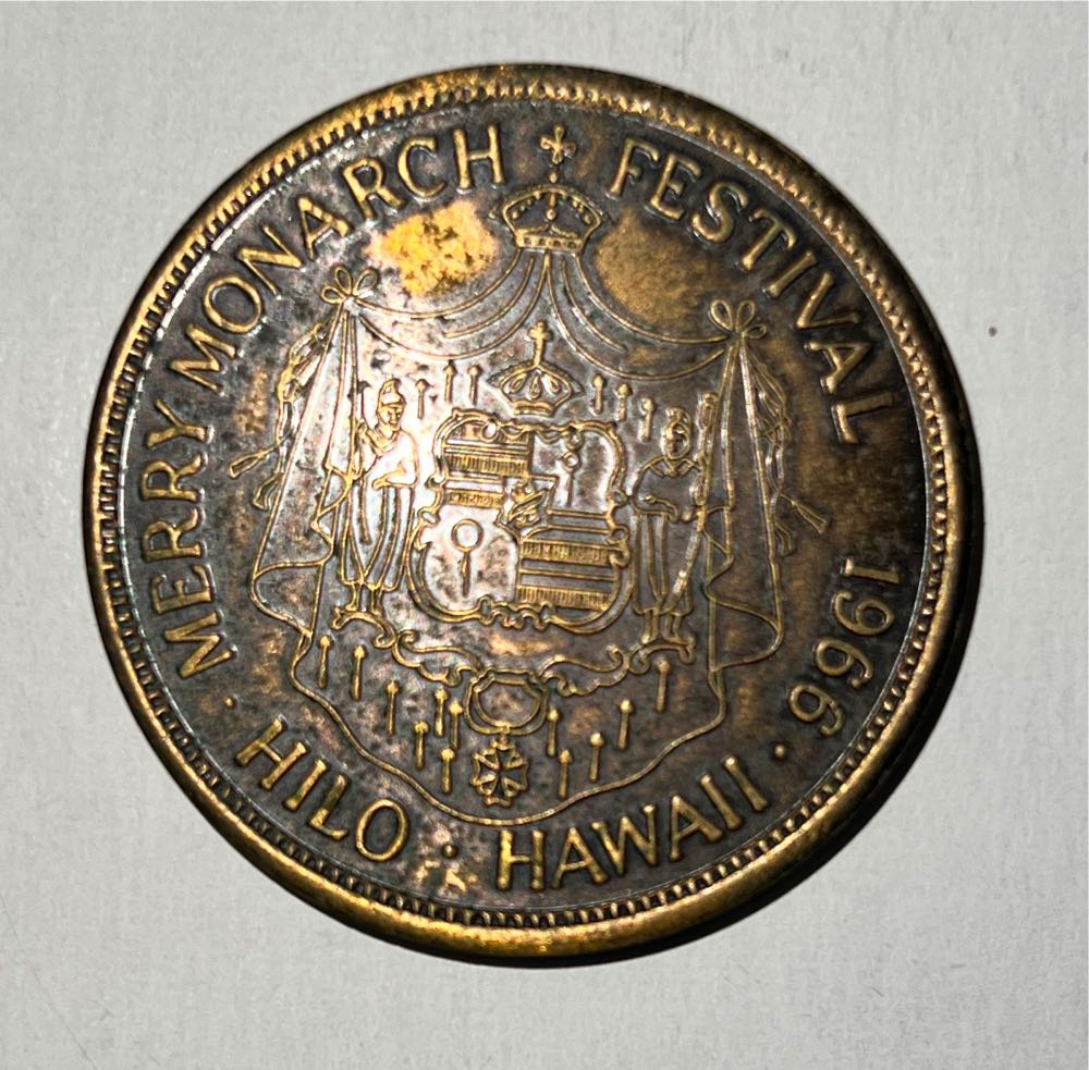 Vintage 1966 Kalakaua King of Hawaii Hilo Merry Monarch Festival Limited Edition  coin collectible - Main Image 2