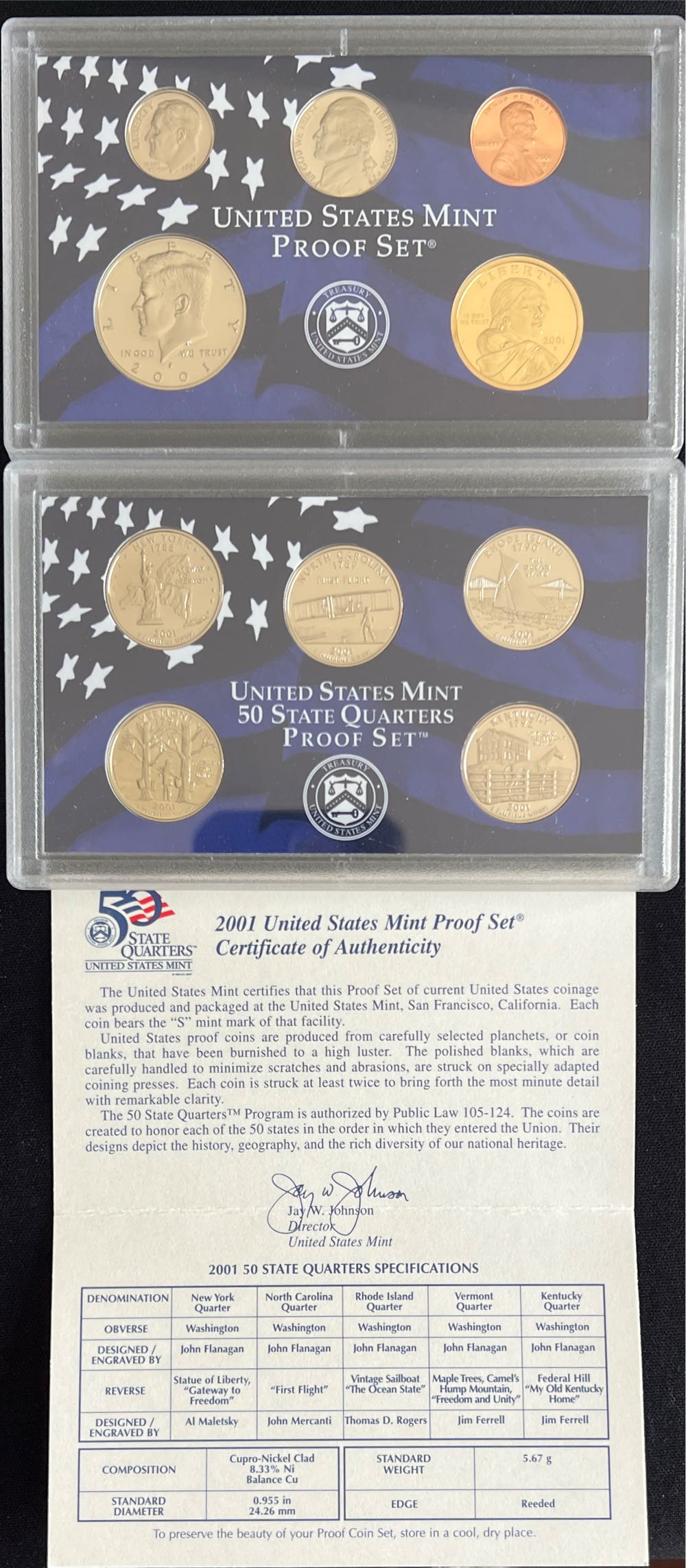 2001 United States Mint Proof Set  coin collectible [Barcode 704785001022] - Main Image 3