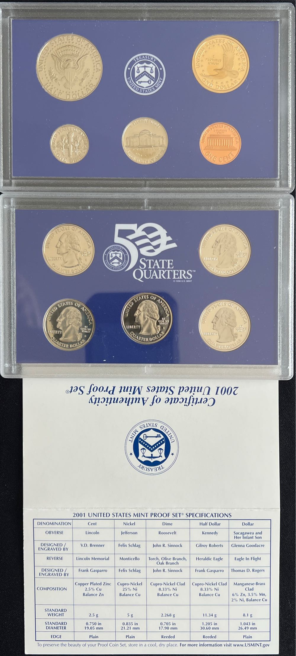 2001 United States Mint Proof Set  coin collectible [Barcode 704785001022] - Main Image 4