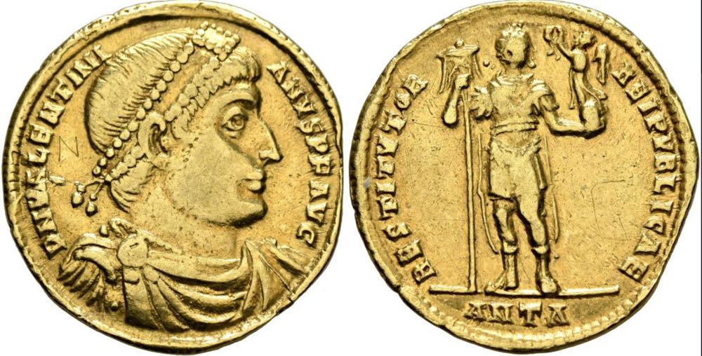 Valentinian I, 364-375. Solidus (Gold, 21 mm, 4.24 g, 5 h), Antiochia, end of 366-367.   coin collectible - Main Image 3