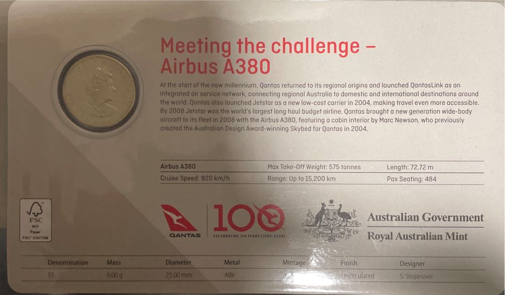 Meeting The Challenge Airbus A380  coin collectible - Main Image 2