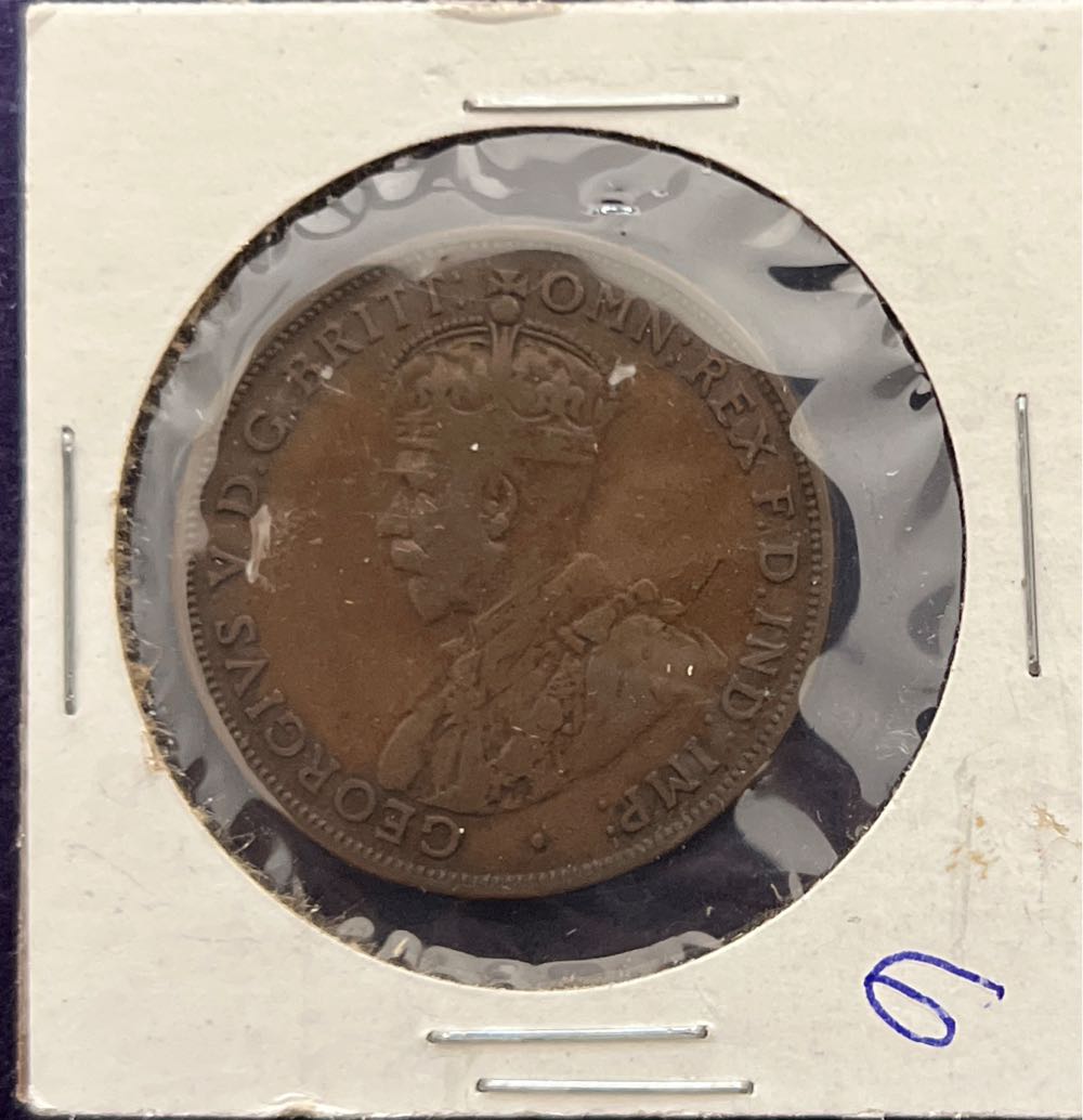1917 Australia One Penny King George V Commonwealth  coin collectible - Main Image 2
