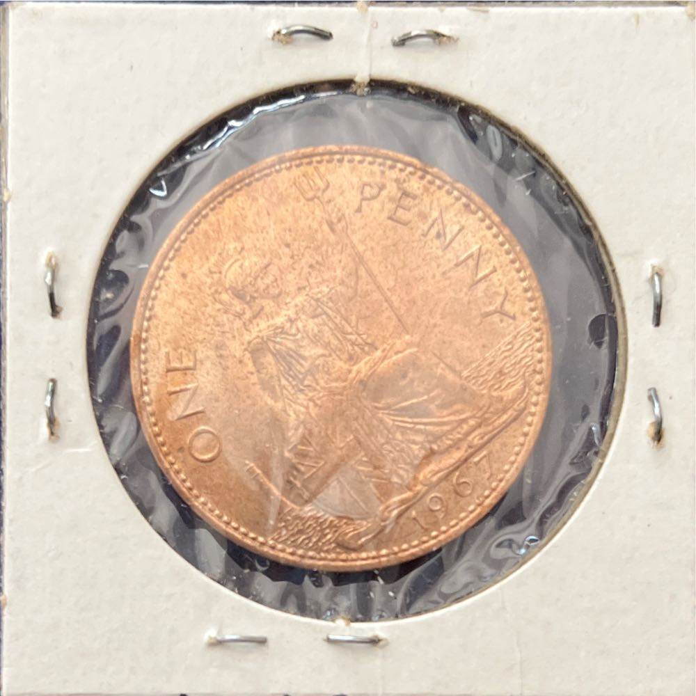 1967 Great Britain One Penny  Queen Elizabeth II  coin collectible - Main Image 2