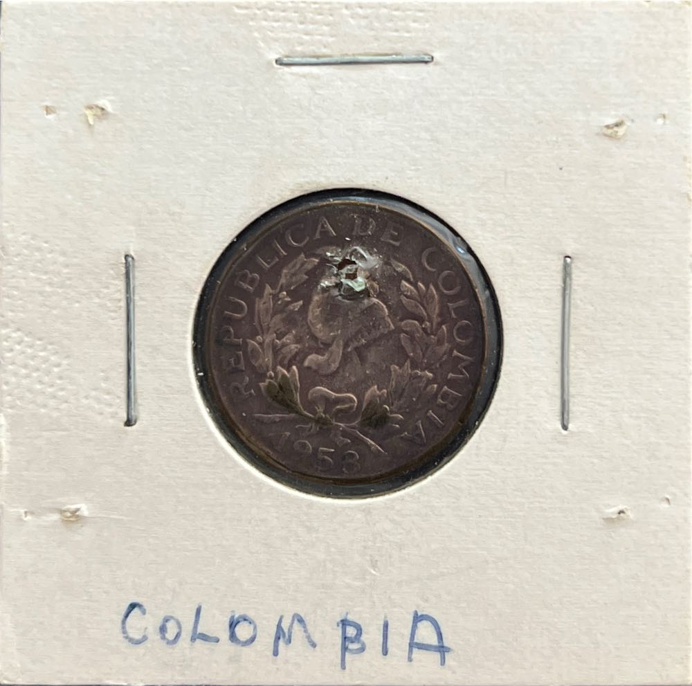 1958 Colombia Circulated 50 Centavos Head of Simon Bolivar Coin  coin collectible - Main Image 2