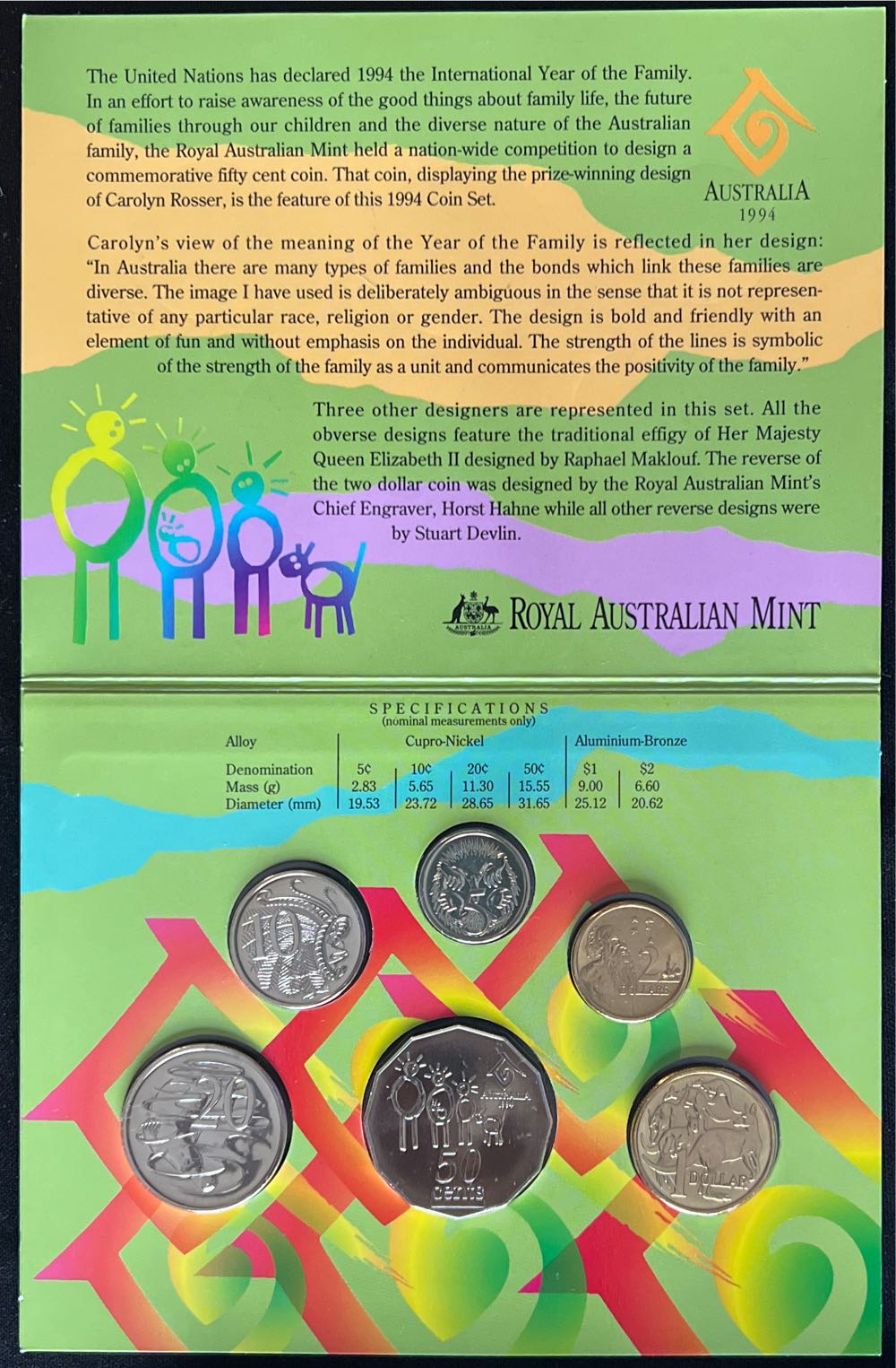 1994 Australia Uncirculated Coin Set ~ 6 Coin Set ~ ROYAL AUSTRALIAN MINT  coin collectible - Main Image 4