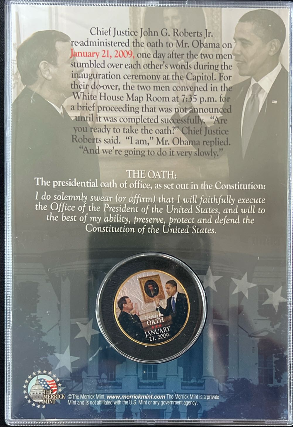 2009 merrick mint 56th presidential inauguration oath coin  coin collectible - Main Image 2