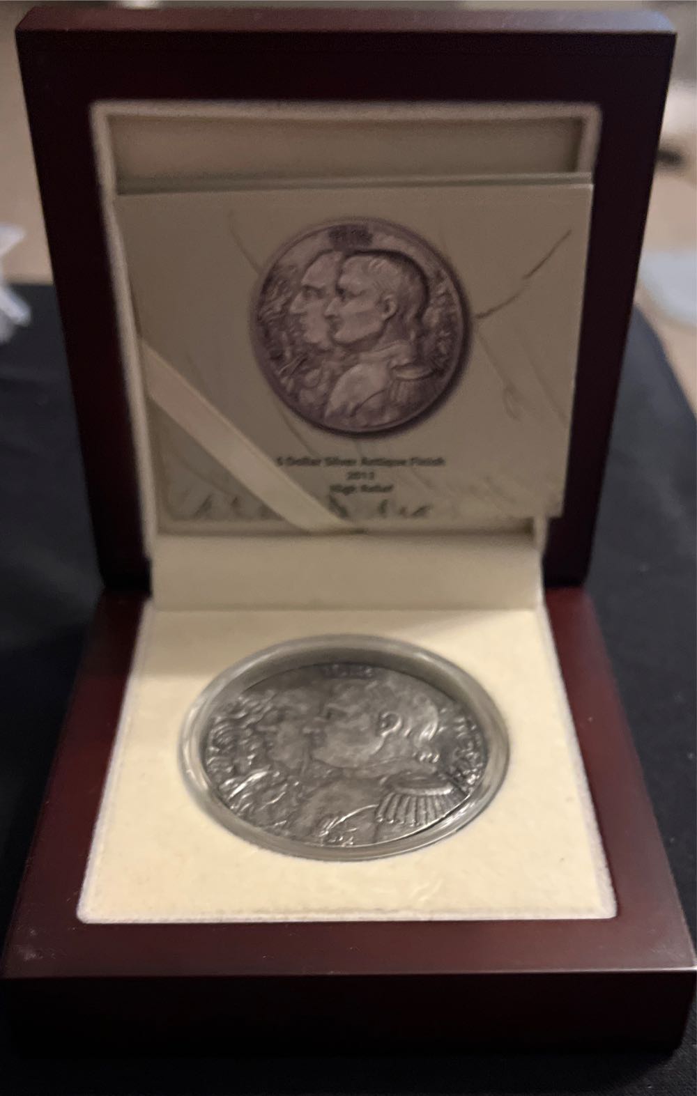 2012 War of 1812 Kutuzov Napoleon 2 oz Silver Niue $5 HR Antique Finish Box COA  coin collectible - Main Image 2