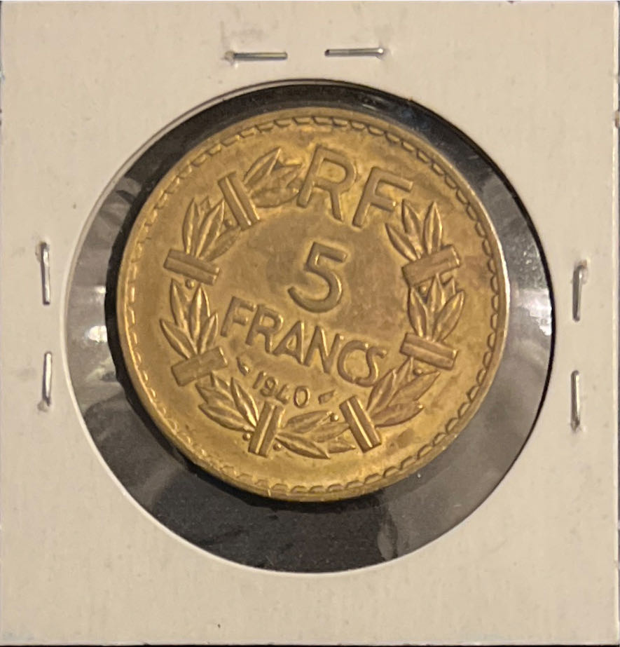 1940 France 5 Francs   coin collectible - Main Image 2