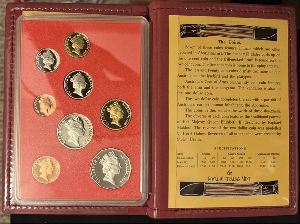 1990 Royal Australian Mint Proof Set 8 Coins with Box ~ Aboriginal Theme  coin collectible - Main Image 4