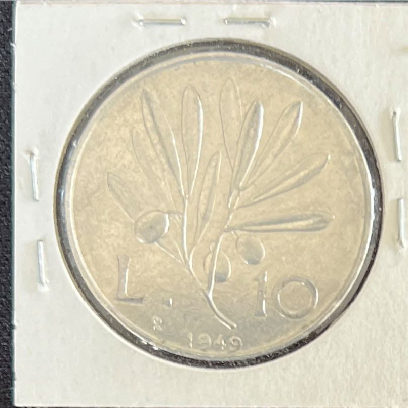 1949 Italy Italia 10 Lire Coin Pegasus Flying Horse Mythology Wildlife  coin collectible - Main Image 2