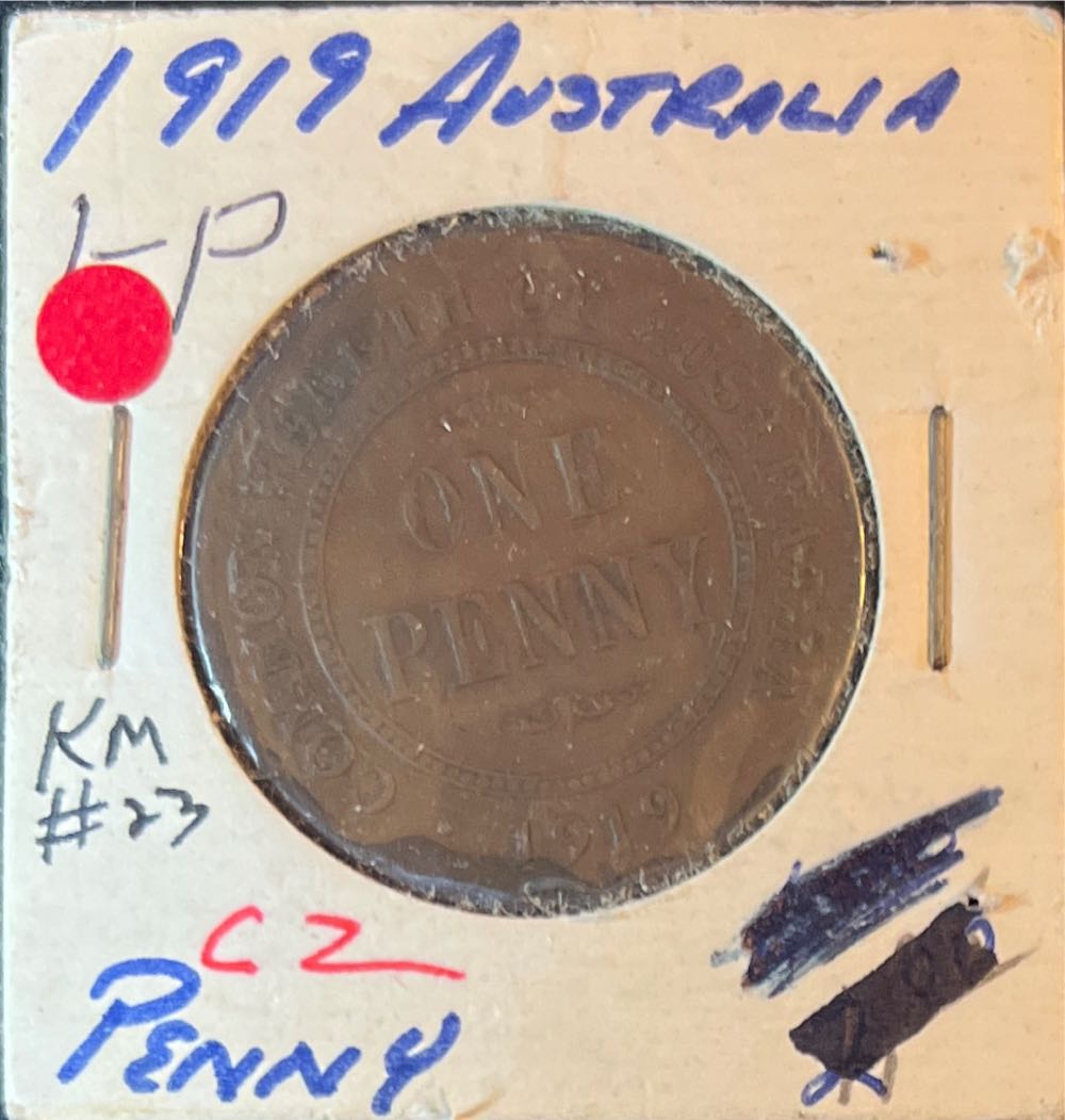 1919 AUSTRALIA ONE PENNY BRONZE COIN   coin collectible - Main Image 2