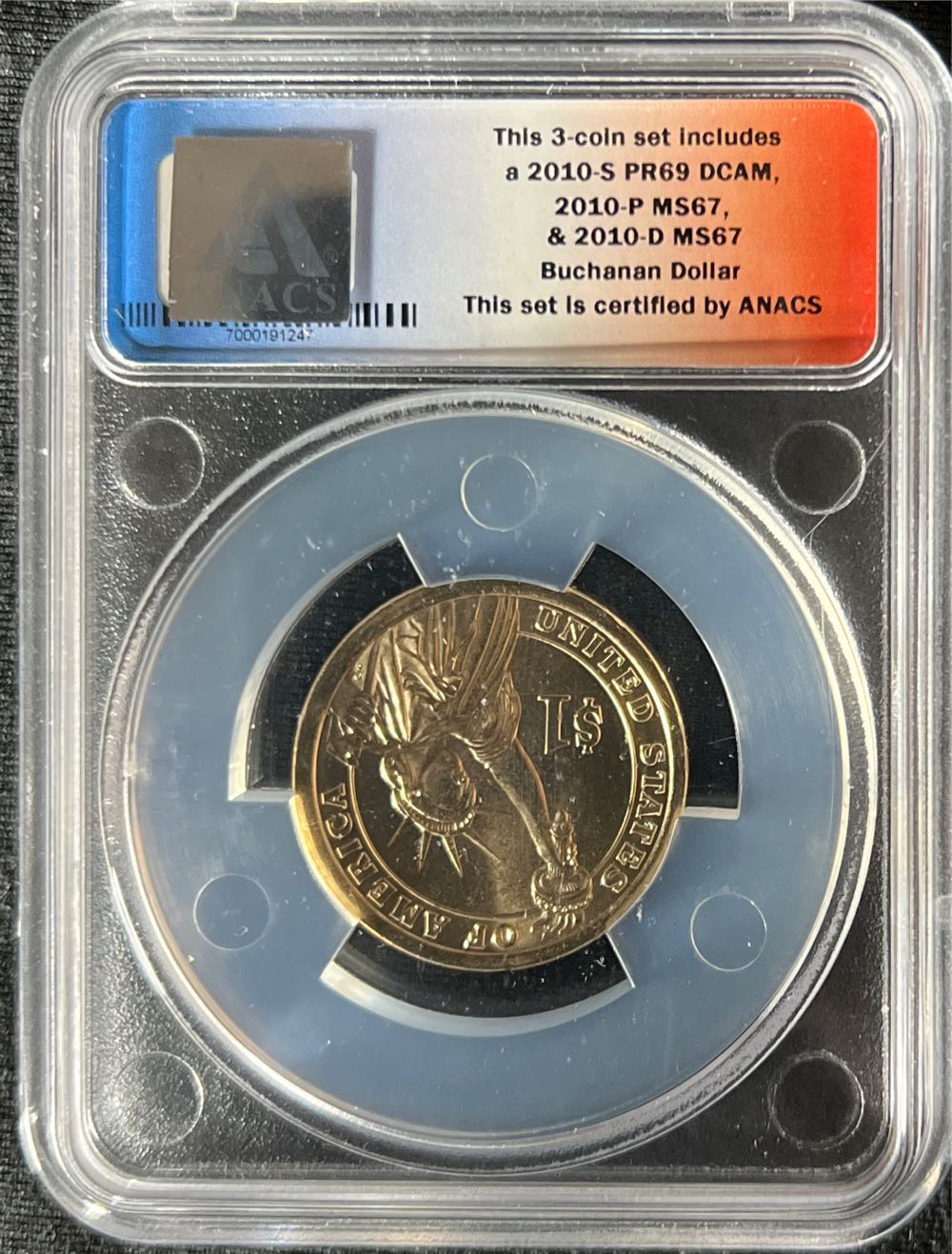 2010-P Buchanan Presidential Dollar ANACS MS-67 First Day of Issue   coin collectible - Main Image 2