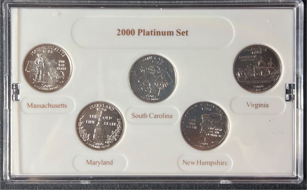 2000 Platinum 5-Coin State Quarter BU Set w/ COA  coin collectible - Main Image 2