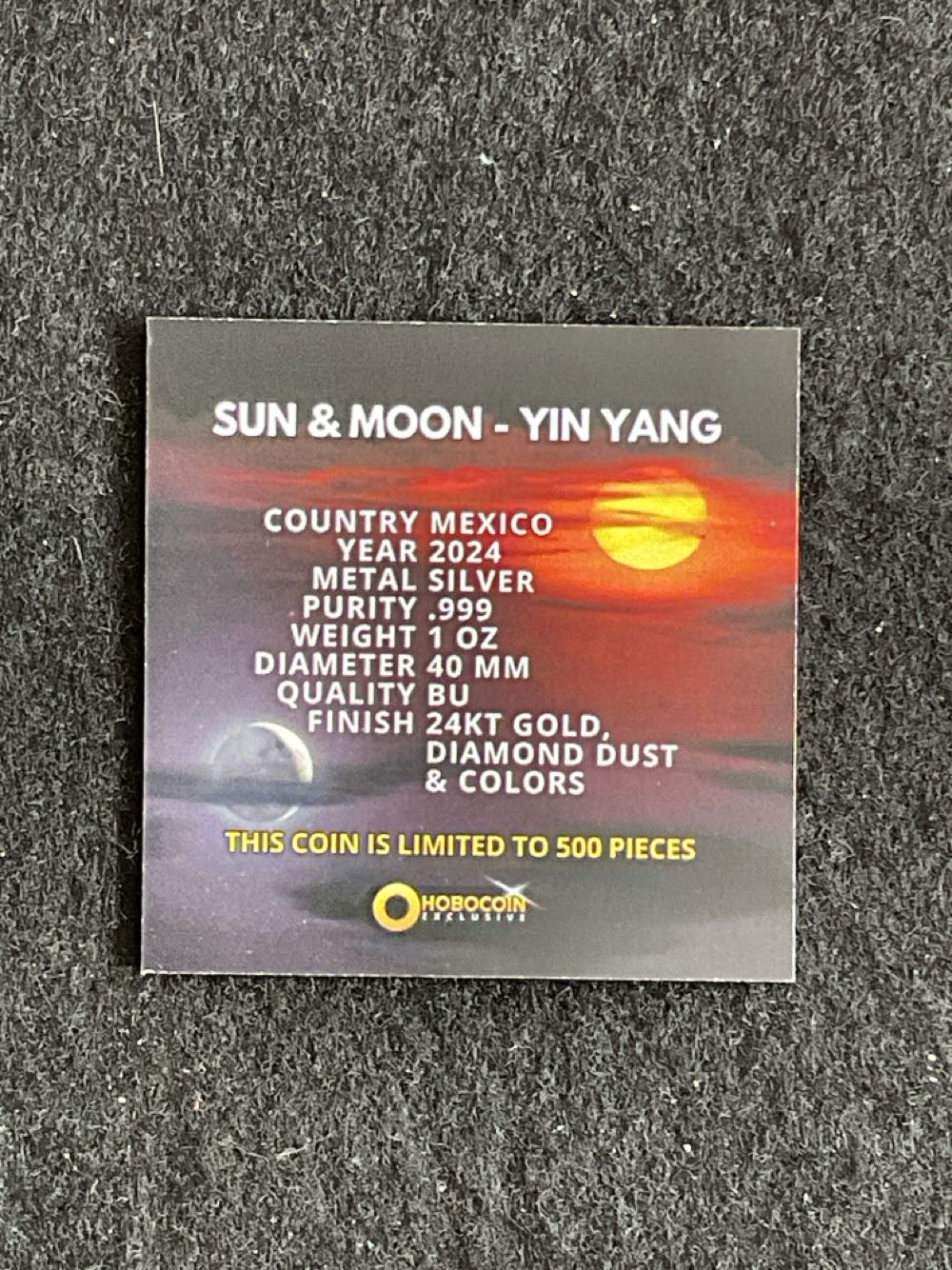 Sun & Moon Yin Yang Diamond Dust Libertad  coin collectible - Main Image 3