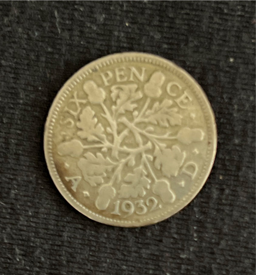 1932 GREAT BRITAIN 6 PENCE SILVER COIN KM 832   coin collectible - Main Image 2