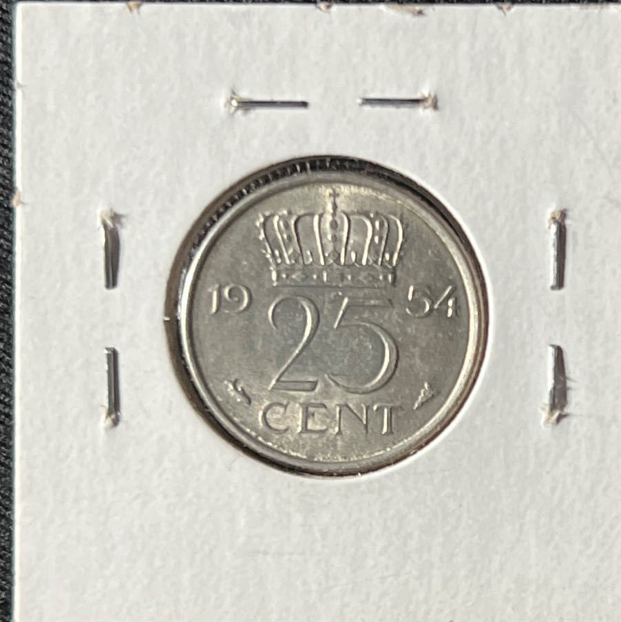 1954 Netherlands 25 Cents World Coin  coin collectible - Main Image 2