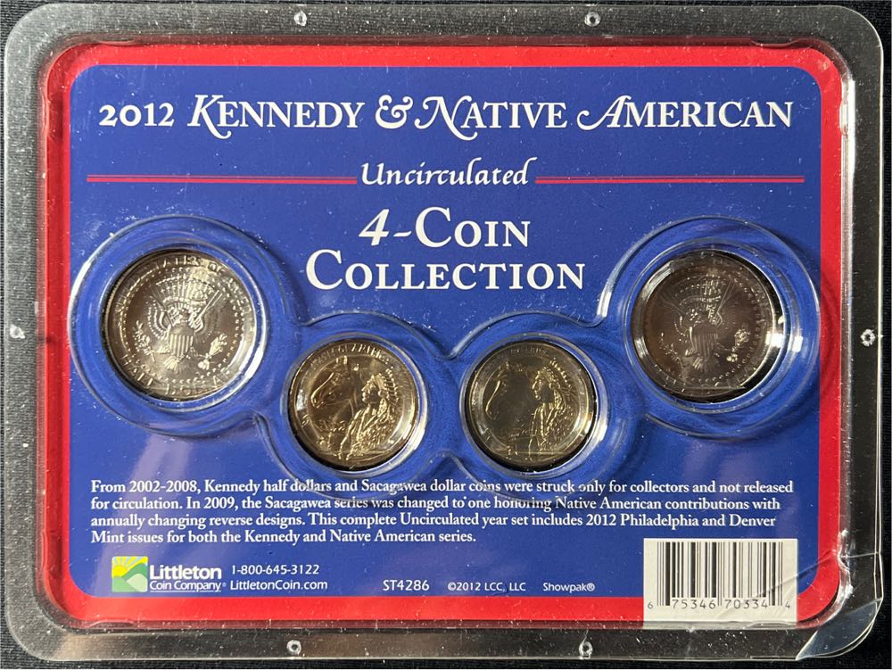 2014 UNCIRCULATED KENNEDY & NATIVE AMERICAN SACAGAWEA 4 COIN COLLECTION IN ORIGINAL PKG  coin collectible - Main Image 2