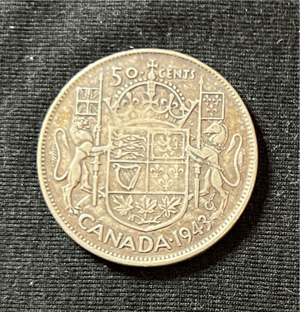 1943 50 Cent Canadian Coin  coin collectible - Main Image 2