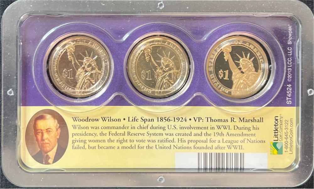 2013 Woodrow Wilson Presidential Dollar Set  coin collectible - Main Image 2