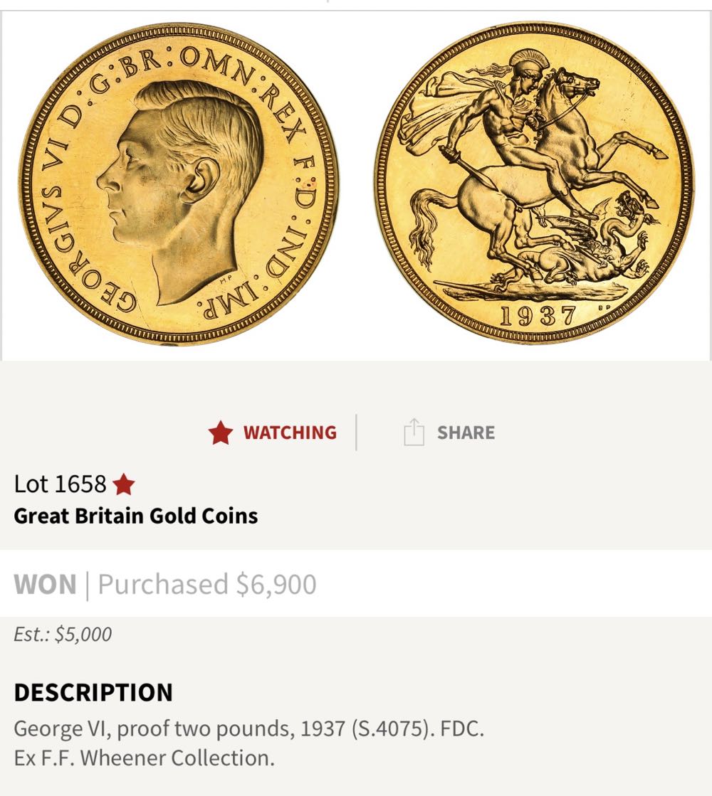 1937 Sovereign 2 Pound UNC  coin collectible - Main Image 3