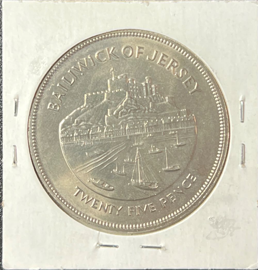 1977 Jersey 25 Pence 25th Anniversary of Ascension  coin collectible - Main Image 2
