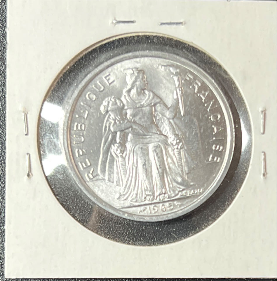 1965 FRENCH POLYNESIA 5 FRANCS COIN   coin collectible - Main Image 2