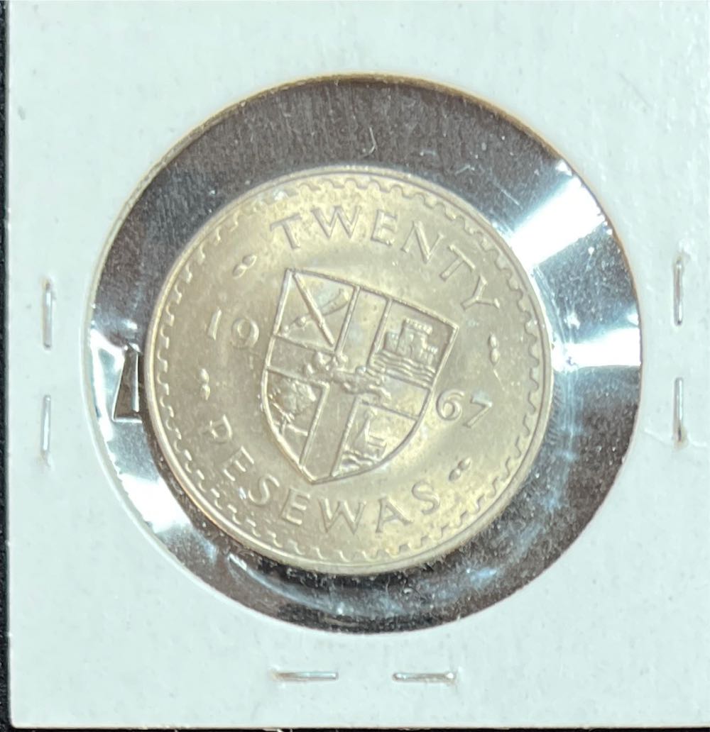 1967 Ghana 20 Twenty Pesewas Coin - Freedom and Justice  coin collectible - Main Image 2