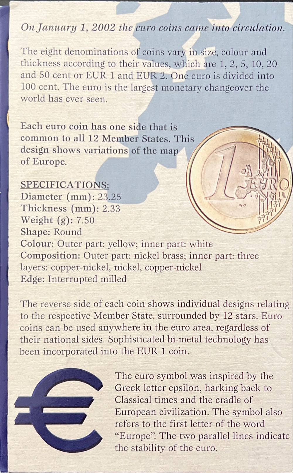 The First Coins Of The European Union- real coins  coin collectible - Main Image 3